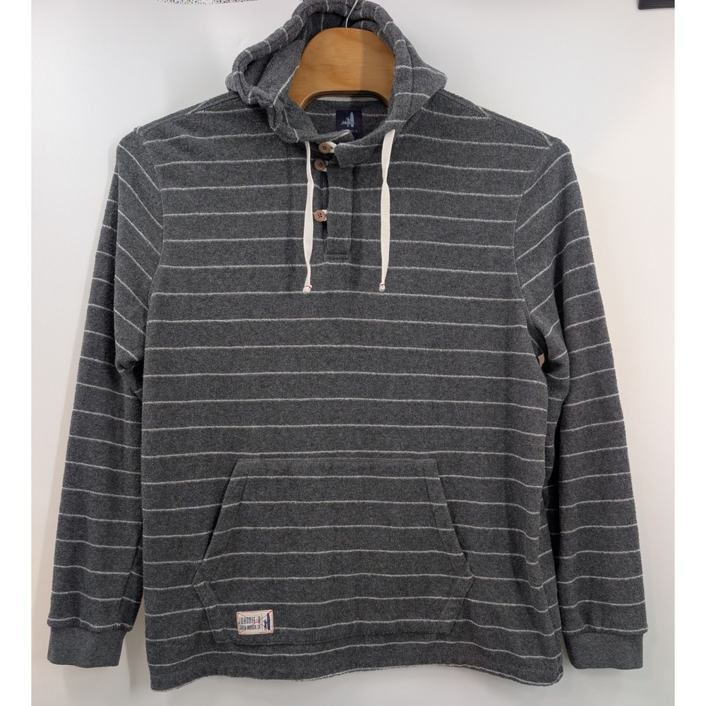 johnnie-O Charcoal and White Striped Pullover Hoodie